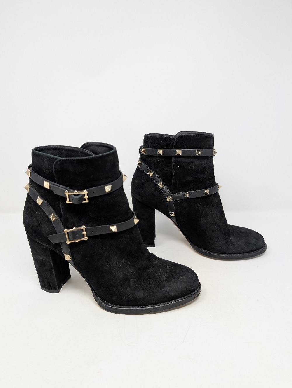 Valentino Garavani RockStud Ankle Boots booties Black Suede Size 39